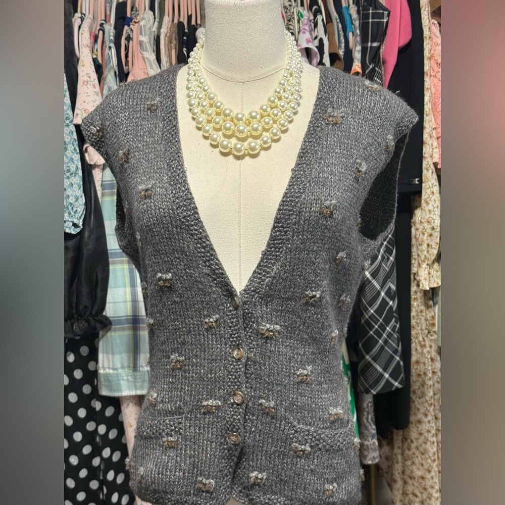 Vintage Gray Tricots St. Raphael Wool Sweater Vest Grandpa Core Medium